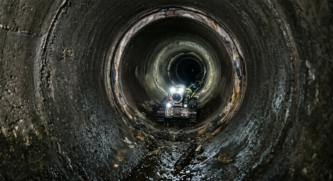 Robotic sewer camera inspecting pipe interior for Sewer Line Cleaning in Fernandina Beach